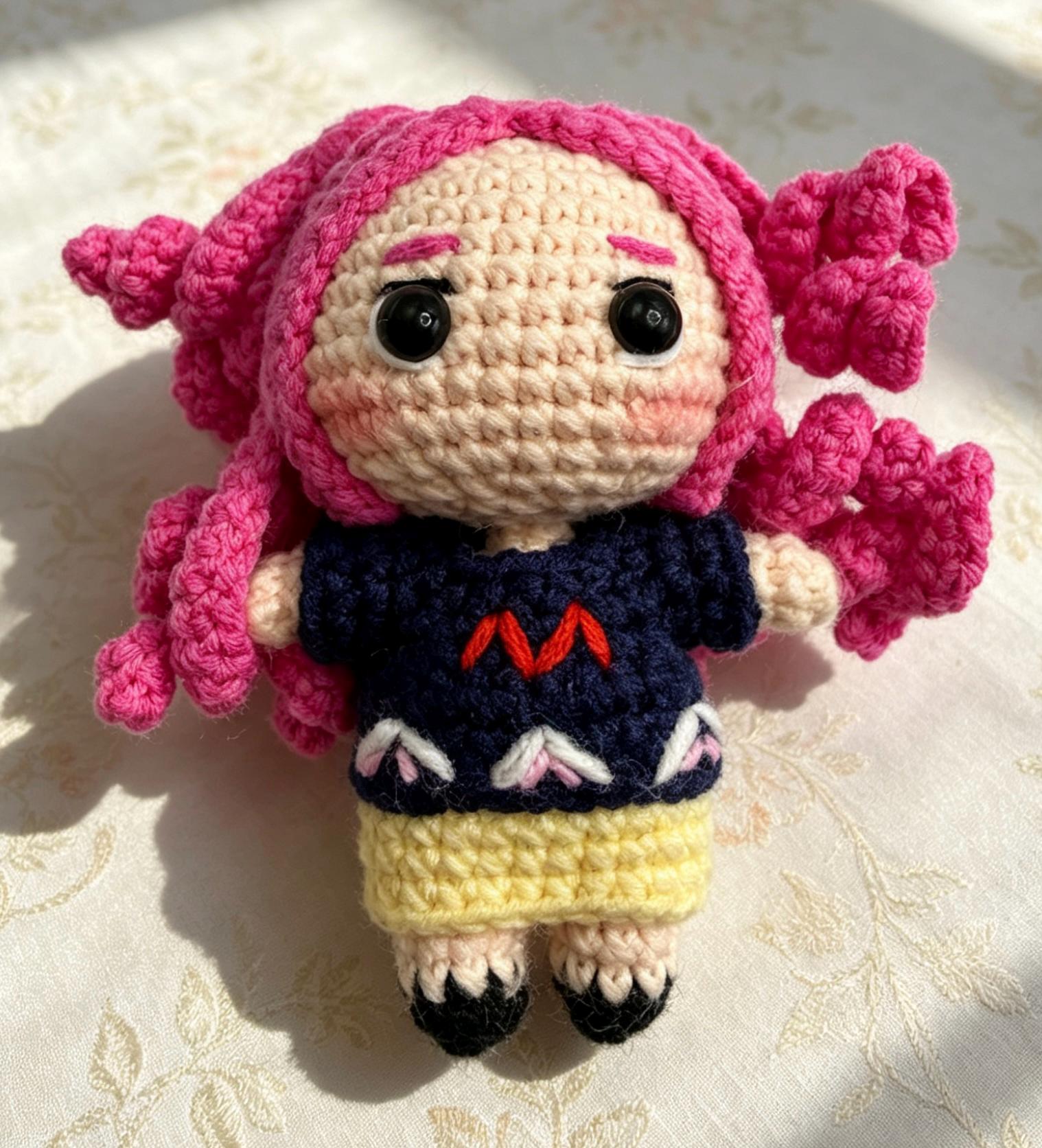CrochetRecipe Handmade Amigurumi K-Pop Girl Keychain 3in Cotton