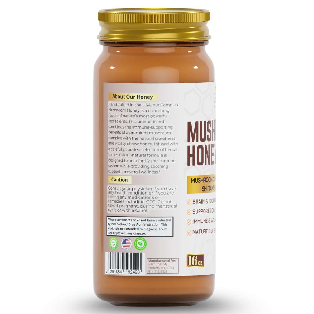 Herb to Body Mushroom Honey Blend 16 oz Jar