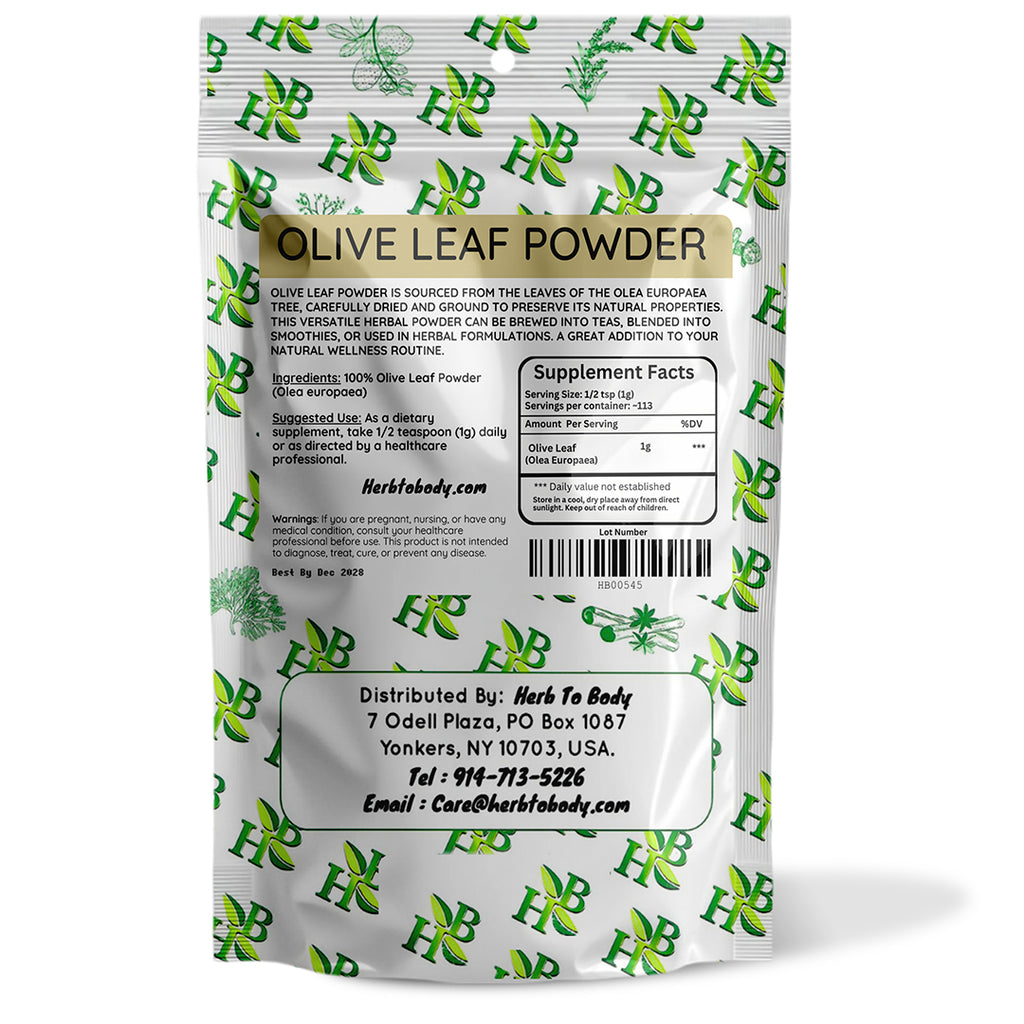 Herbtobody Olive Leaf Powder Finely Milled Botanical Supplement