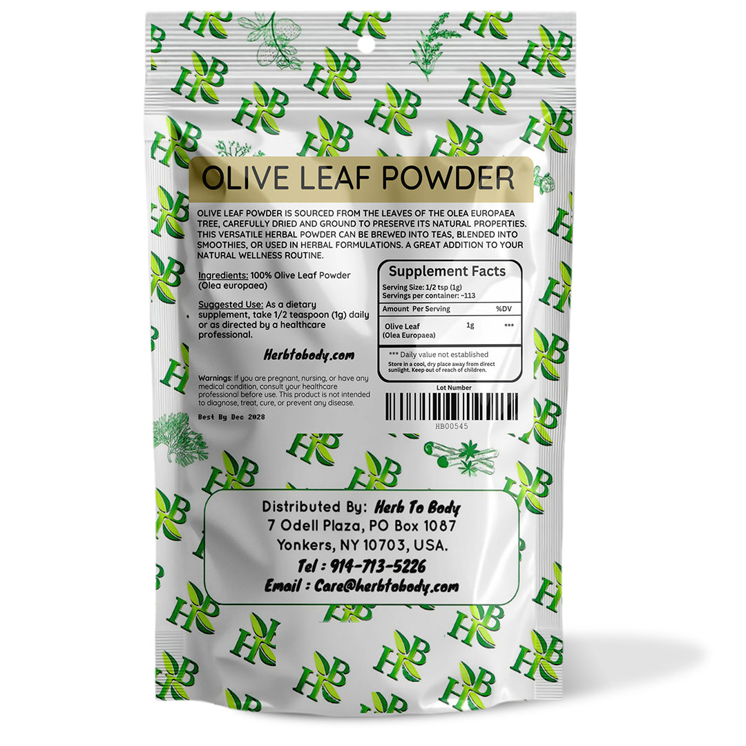 Herbtobody Olive Leaf Powder Finely Milled Botanical Supplement