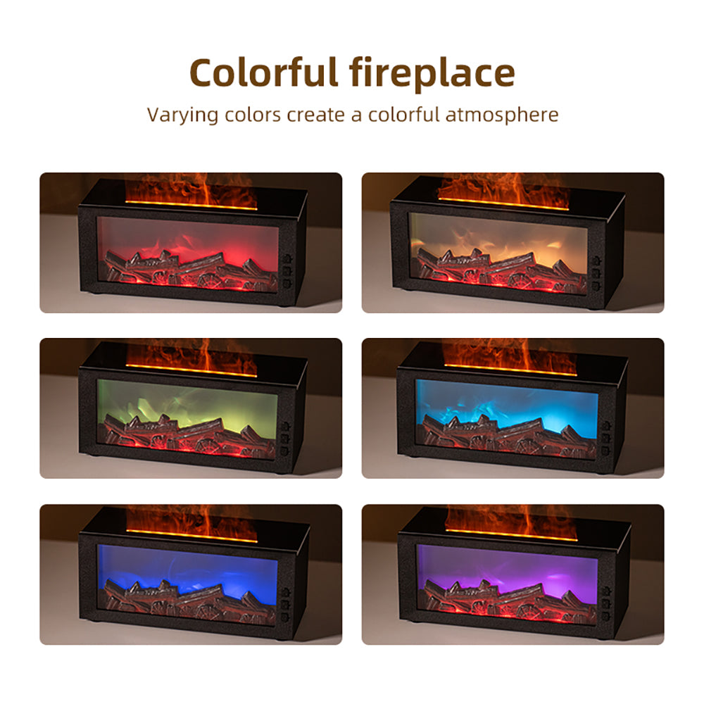 Humidifier Colorful Flame Fireplace Aroma Diffuser 300ml Waterless Auto Off Air Humidifier with Timer Remote Control for Home Be