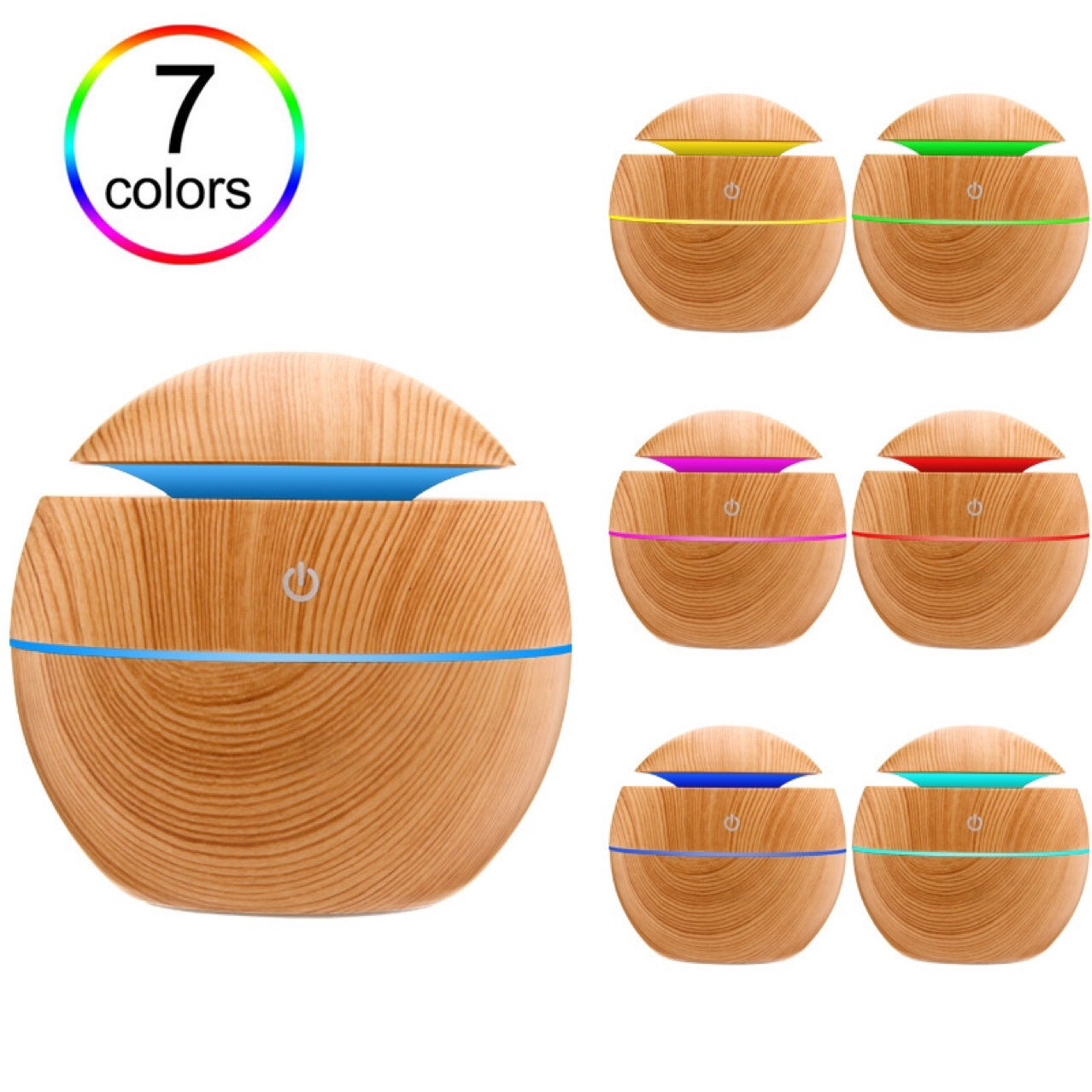 YAIAWISU LED Air Humidifier Diffuser, USB Essential Oil Diffuser with 7-Color Night Light, Quiet Mini Cold Mist for Office Bedro