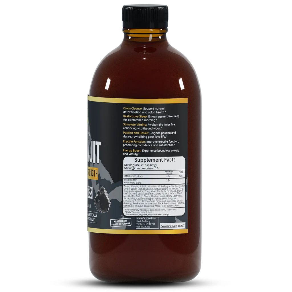 Herb to Body Shilajit Bitter Liquid Supplement 16oz
