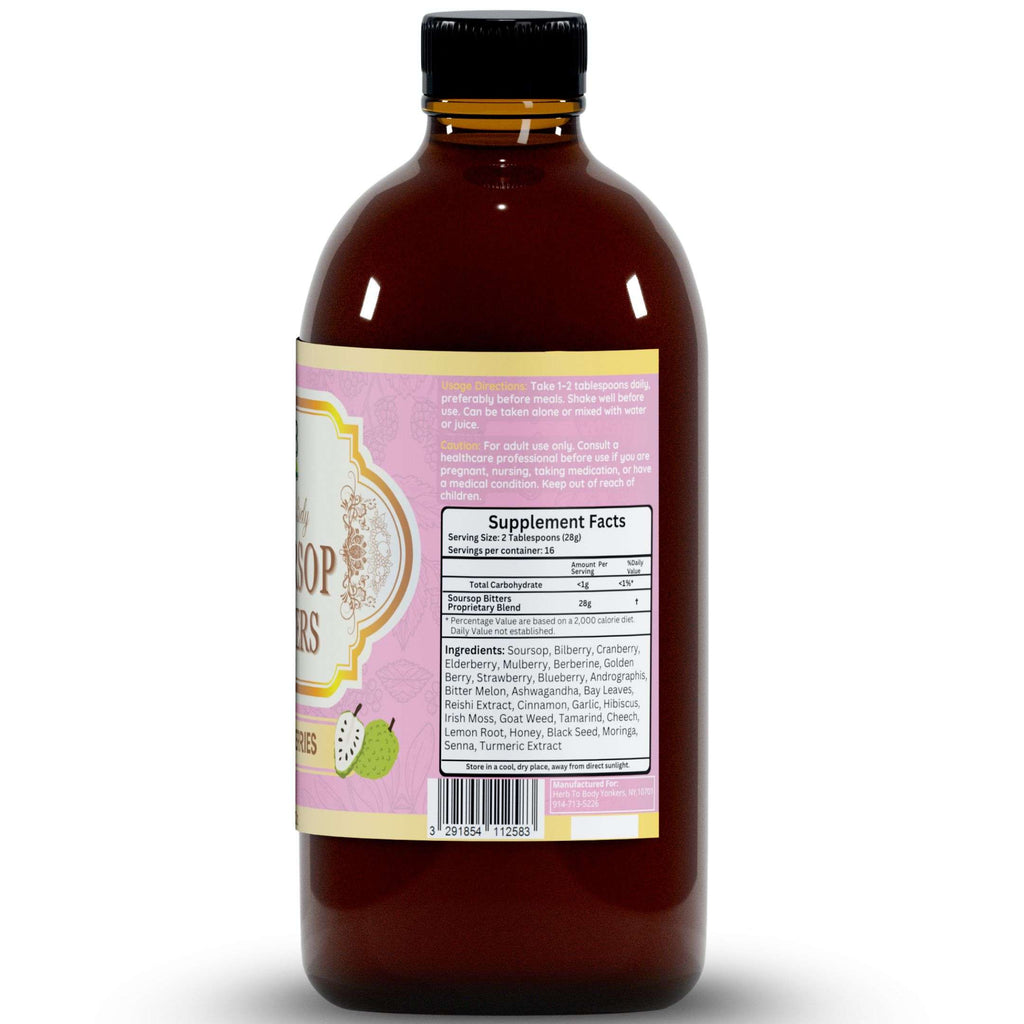 Herb to Body Soursop Bitters Mixed Berries Herbal Tonic 16oz